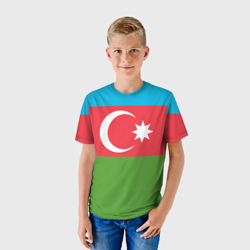 Детская футболка 3D с принтом Азербайджан, фото на моделе #1