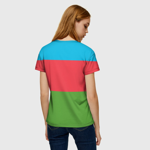 Женская футболка 3D с принтом Азербайджан, вид сзади #2