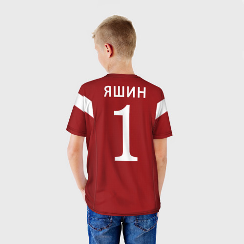 Детская 3D футболка с принтом Лев Яшин ретро #2, вид сзади #2