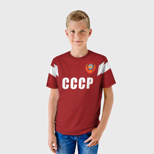 Детская 3D футболка с принтом Лев Яшин ретро #2, фото на моделе #1