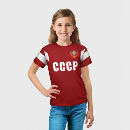 Детская футболка 3D с принтом Лев Яшин ретро #2, вид сбоку #3