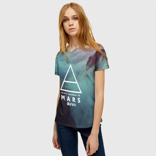 Женская футболка 3D с принтом 30 Seconds to Mars, фото на моделе #1