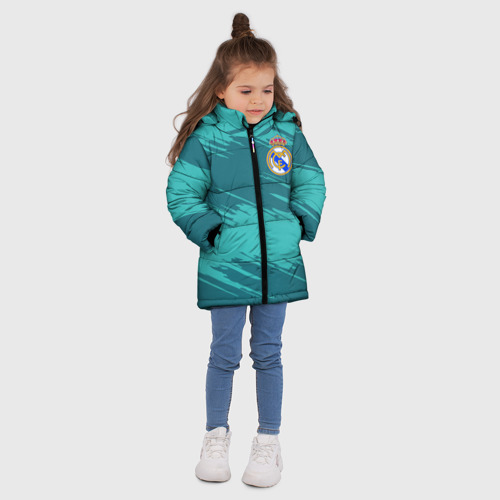 Зимняя куртка для девочек 3D с принтом Real Madrid, вид сбоку #3
