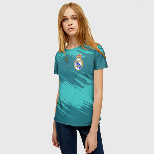 Женская футболка 3D с принтом Real Madrid, фото на моделе #1