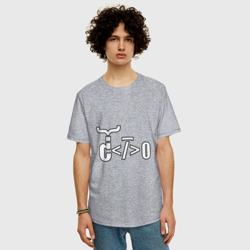 Мужская футболка хлопок Oversize с принтом Велосипед программиста, фото на моделе #1