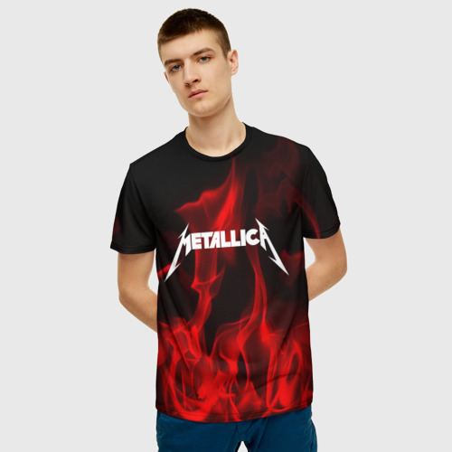 Мужская 3D футболка с принтом METALLICA, фото на моделе #1