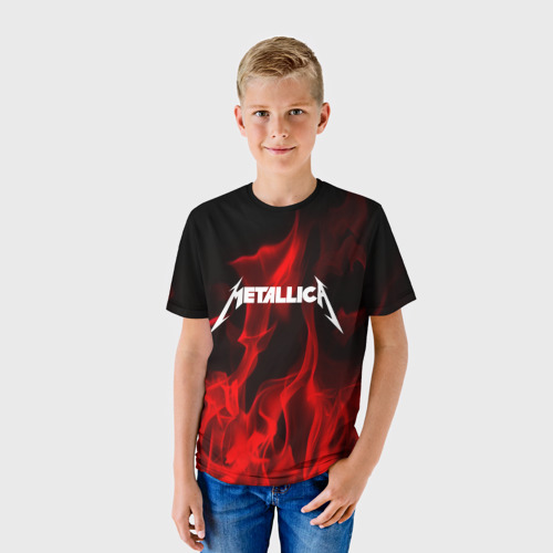 Детская футболка 3D с принтом METALLICA, фото на моделе #1