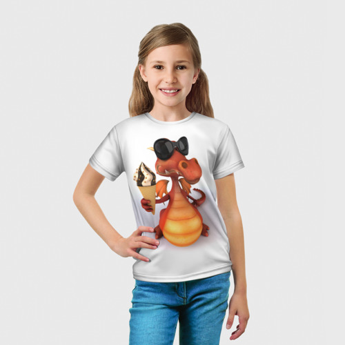 Детская футболка 3D с принтом ДОБРЫЙ ДРАКОН | GOOD DRAGON, вид сбоку #3