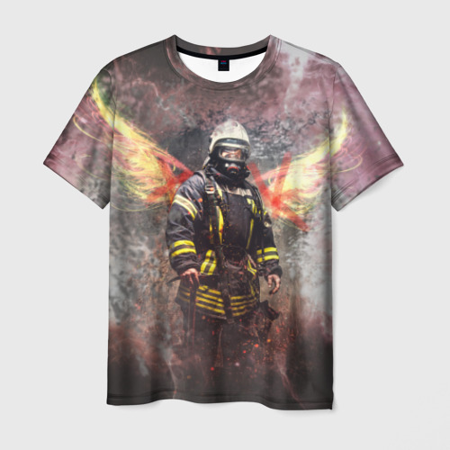 Мужская футболка 3D с принтом Пожарный, вид спереди #2