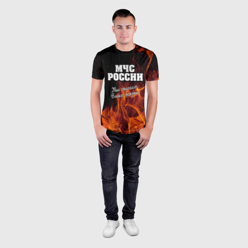 Мужская футболка 3D Slim с принтом МЧС России, вид сбоку #3