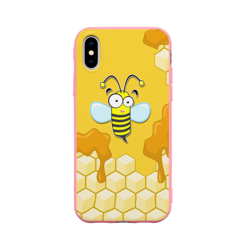 Чехол для iPhone X матовый с принтом Пчелка, вид спереди #2