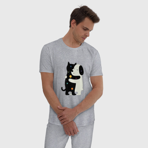 Мужская пижама хлопок с принтом Обнимашки, фото на моделе #1