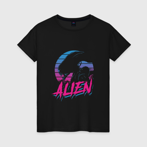 Женская футболка хлопок с принтом Alien 80, вид спереди #2