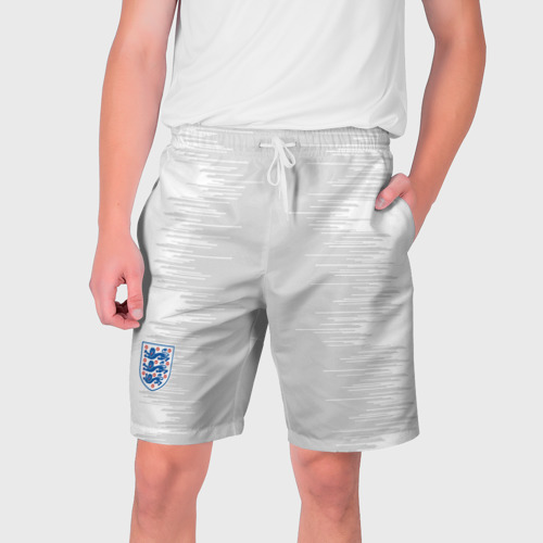 Мужские шорты 3D с принтом Англия - гостевая форма  - ЧМ-2018, вид спереди #2