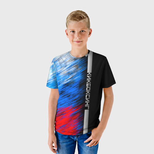Детская футболка 3D с принтом Кикбоксинг, фото на моделе #1