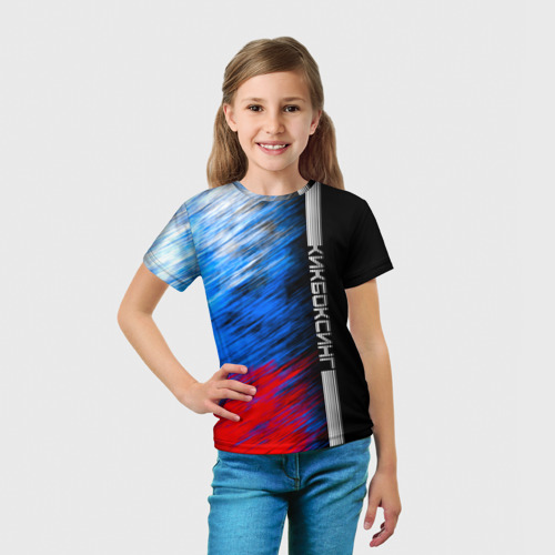 Детская футболка 3D с принтом Кикбоксинг, вид сбоку #3