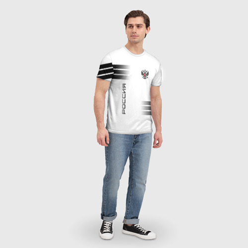 Мужская 3D футболка с принтом Россия, вид сбоку #3