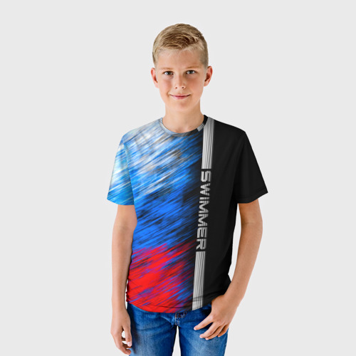 Детская 3D футболка с принтом Swimmer, фото на моделе #1