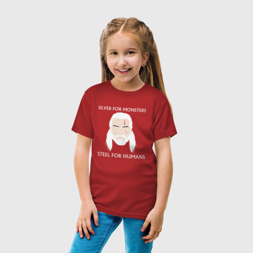 Детская футболка хлопок с принтом Ведьмак, вид сбоку #3