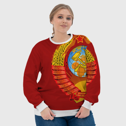 Женский свитшот 3D с принтом Герб СССР, фото #4