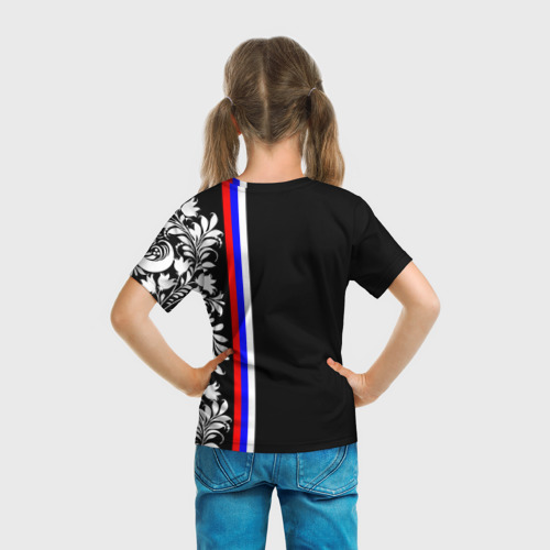 Детская 3D футболка с принтом Россия, вид сзади #2