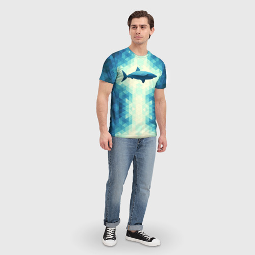 Мужская футболка 3D с принтом Акула, вид сбоку #3