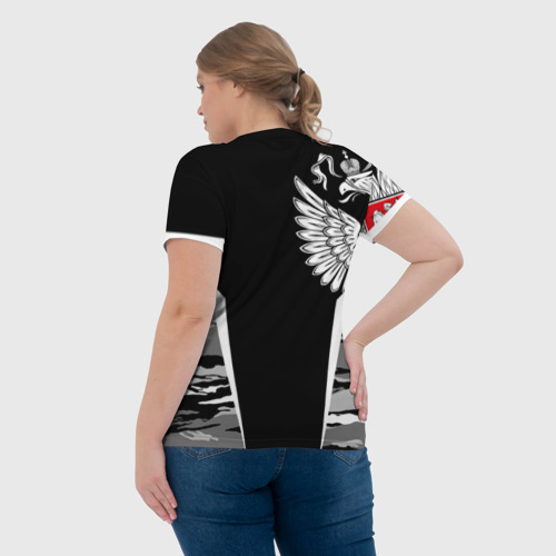 Женская футболка 3D с принтом Камуфляж Россия, вид сзади #2