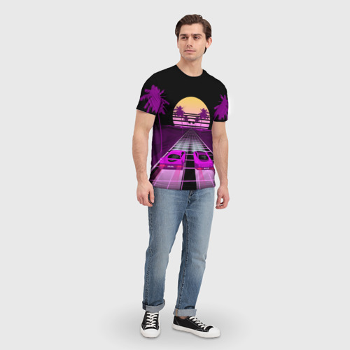Мужская футболка 3D с принтом Vaporwave, вид сбоку #3