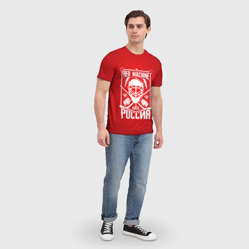 Мужская футболка 3D с принтом Red machine (Красная машина), вид сбоку #3