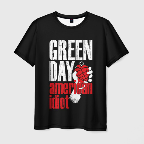 Мужская футболка 3D с принтом Green Day American Idiot, вид спереди #2