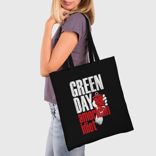 Шоппер 3D с принтом Green Day American Idiot, фото на моделе #1