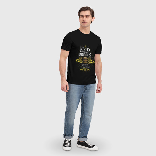Мужская 3D футболка с принтом Lord of Drinks, вид сбоку #3