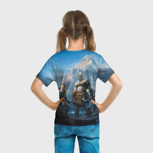 Детская футболка 3D с принтом God of War, вид сзади #2