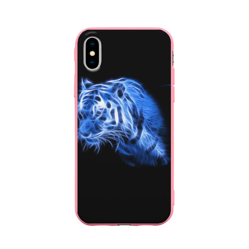 Чехол для iPhone X матовый с принтом Синий тигр, вид спереди #2