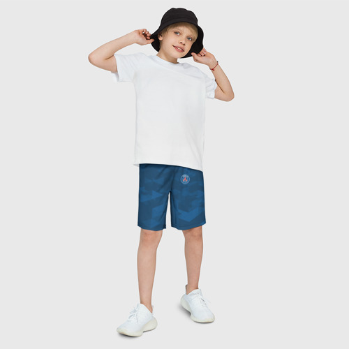 Детские спортивные шорты 3D с принтом PSG ABSTRACT | ПСГ АБСТРАКЦИЯ, фото на моделе #1