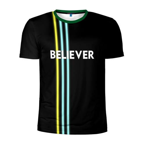 Мужская футболка 3D спортивная с принтом Believer Imagine Dragons, вид спереди #2