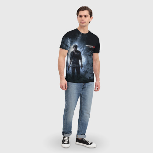 Мужская футболка 3D с принтом Drake in jungle, вид сбоку #3