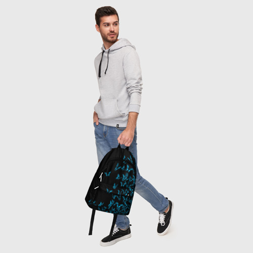 Рюкзак 3D с принтом Синие бабочки, фото #5