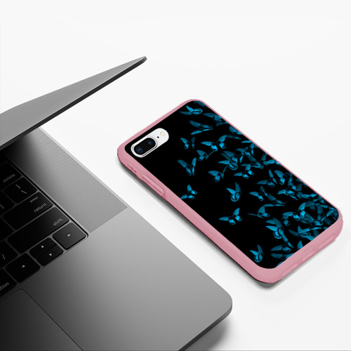 Чехол для iPhone 7Plus/8 Plus матовый с принтом Синие бабочки, фото #5