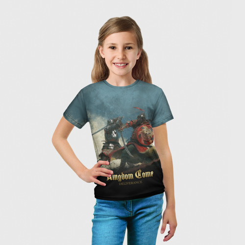 Детская футболка 3D с принтом Kingdom fight, вид сбоку #3
