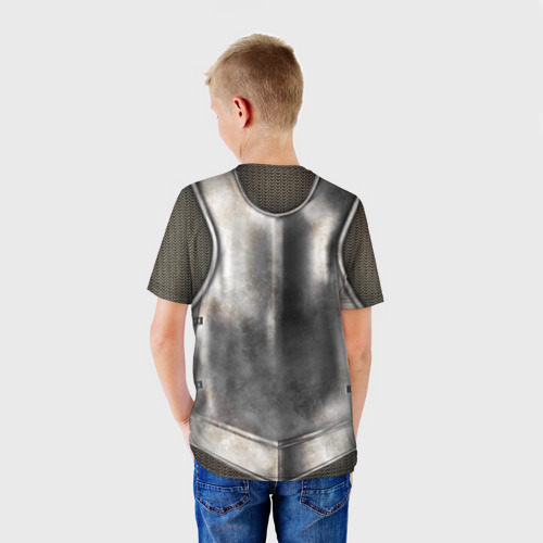 Детская футболка 3D с принтом Доспех рыцаря, вид сзади #2