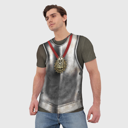 Мужская футболка 3D с принтом Доспех рыцаря, фото на моделе #1