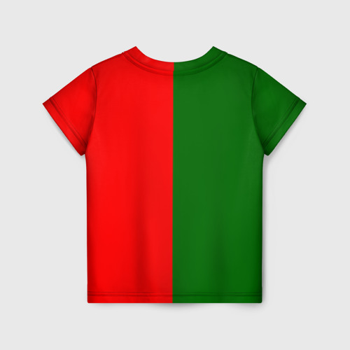 Детская футболка 3D с принтом Сборная Португалии флаг, вид сзади #1