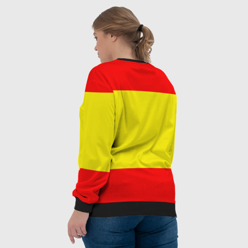 Женский свитшот 3D с принтом Сборная Испании флаг, вид сзади #2