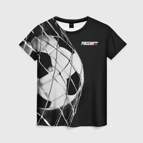 Женская футболка 3D с принтом Болельщик Россия, вид спереди #2