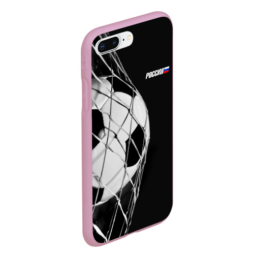 Чехол для iPhone 7Plus/8 Plus матовый с принтом Болельщик Россия - мяч в воротах, вид сбоку #3