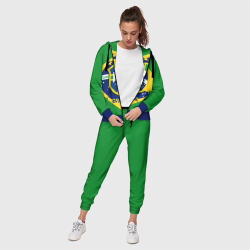 Женский костюм 3D с принтом Сборная Бразилии флаг, фото на моделе #1