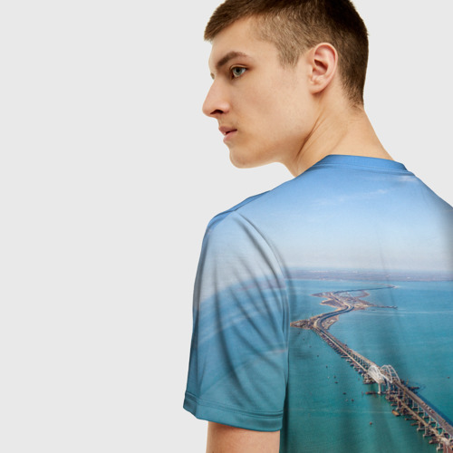 Мужская 3D футболка с принтом Крымский мост, вид сзади #2
