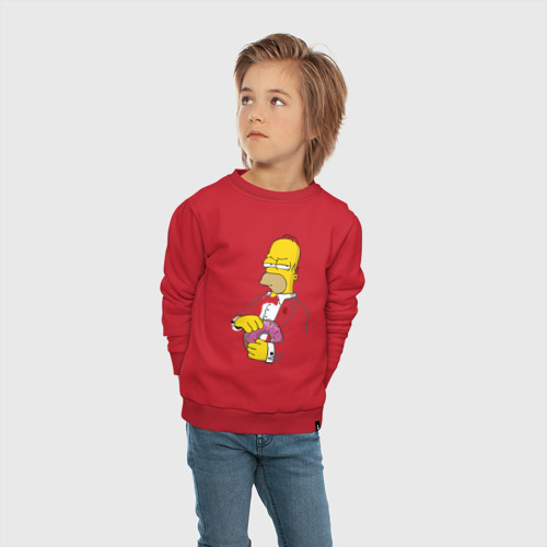 Детский свитшот хлопок с принтом Дон Гомер, вид сбоку #3