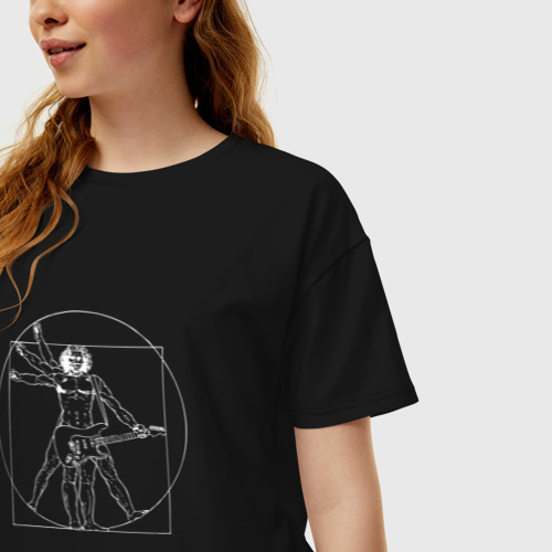 Женская футболка хлопок Oversize с принтом Витрувианский человек, фото на моделе #1